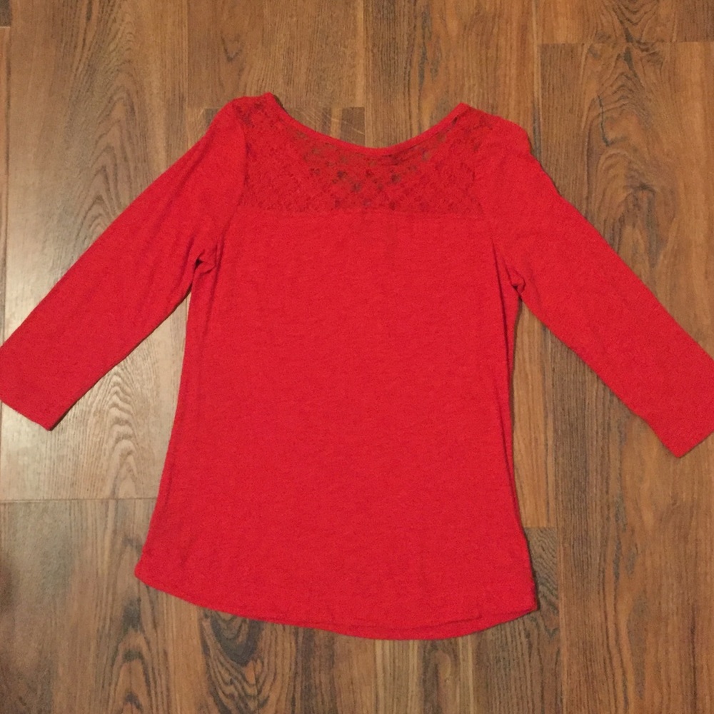 Express Red Lace Top - Picture 3 of 4